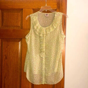 Anne Klein Green Polka Dot Blouse